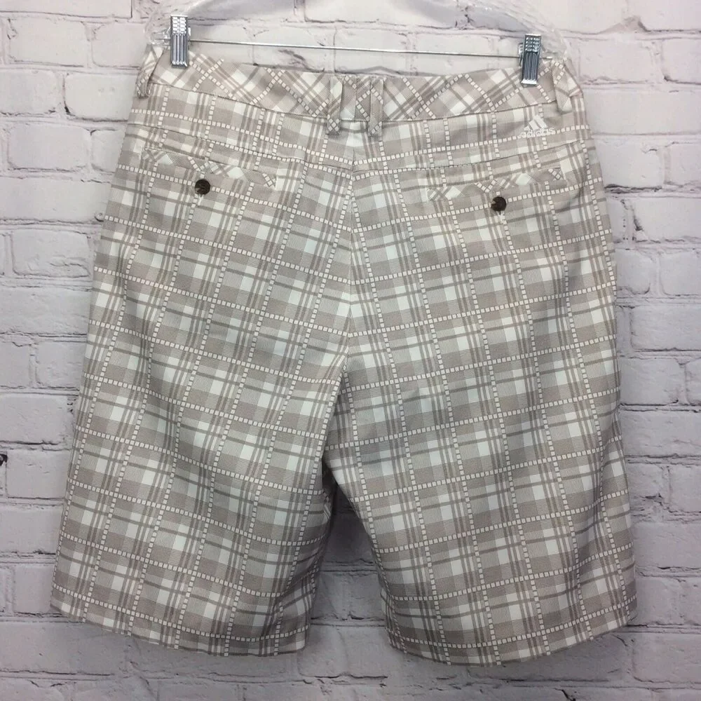 Adidas Golf Shorts Men’s 34 Athleisure Climalite Plaid Chino Flat Front Stretch